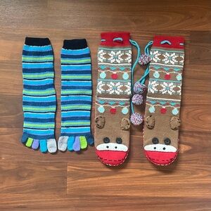 Pair Of Striped and Monkey Socks/Slippers